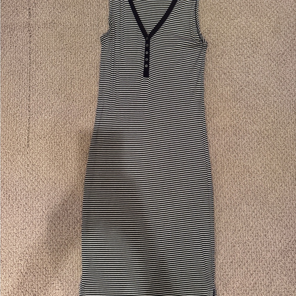 J. Crew Black and White Striped Midi Dress